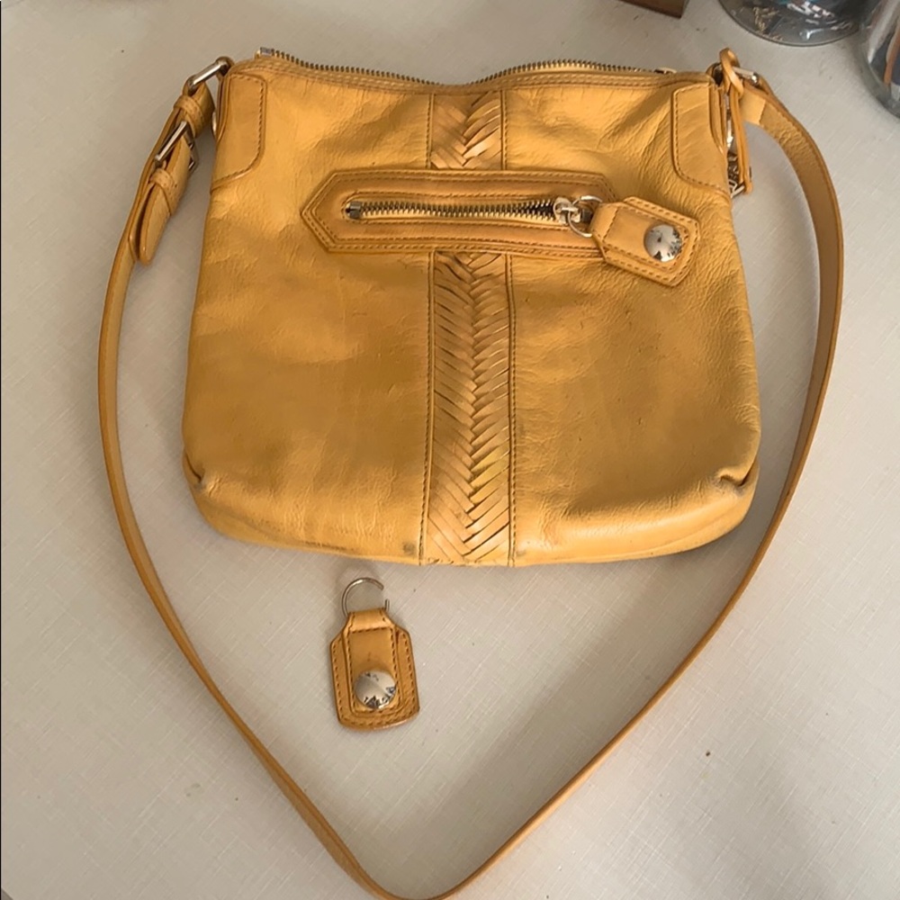 Vintage The Sak Yellow Leather Cross Body Bag Gem